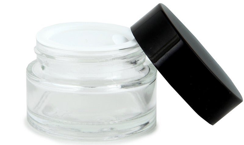 Vivaplex, 12, Clear, 15 ml (1/2 oz), Round Glass Jars, with Inner Liners and black Lids - Image 5